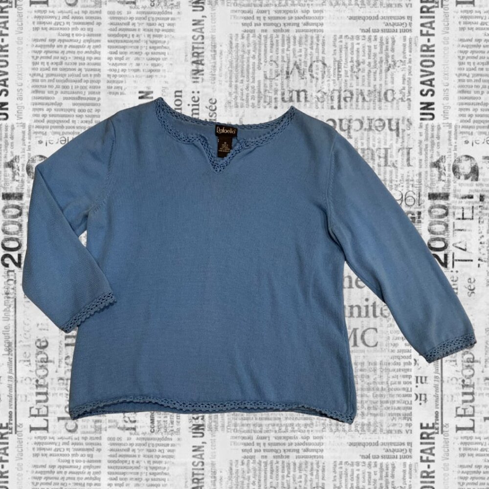 Blue Rafaella knit V-neck top